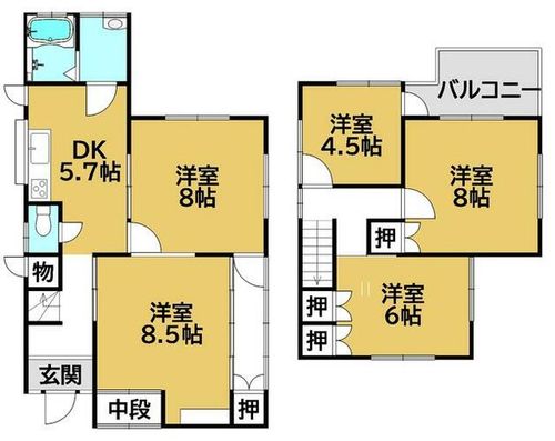 滋賀県蒲生郡日野町大字別所(一戸建)の賃貸物件の間取り