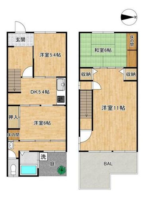 大阪府大阪市旭区大宮1丁目(一戸建)の賃貸物件の間取り