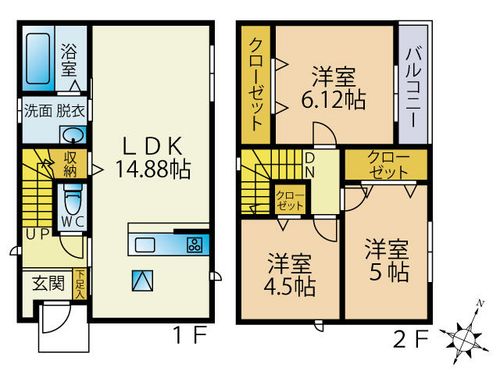 福岡県北九州市八幡西区永犬丸4丁目(一戸建)の賃貸物件Bの間取り
