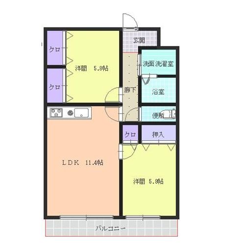 福岡県福岡市南区曰佐5丁目(マンション)の賃貸物件の間取り