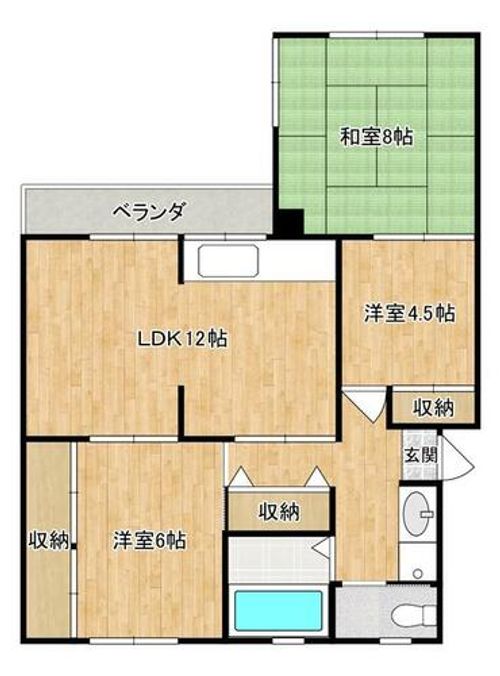 鶴甲コーポ7号館303の間取り