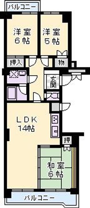 緑地公園パークマンション203の間取り