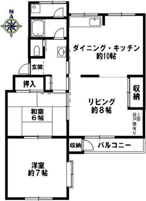 鶴甲コーポ19号館405の間取り