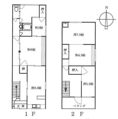 大阪府大阪市生野区生野西4丁目(一戸建)の賃貸物件の間取り