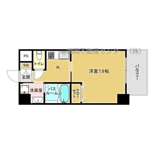 福岡県福岡市博多区吉塚2丁目(マンション)の賃貸物件の間取り