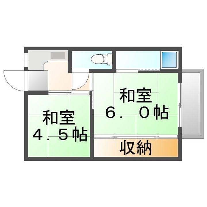 ビレッジハウス木之子1号棟106の間取り