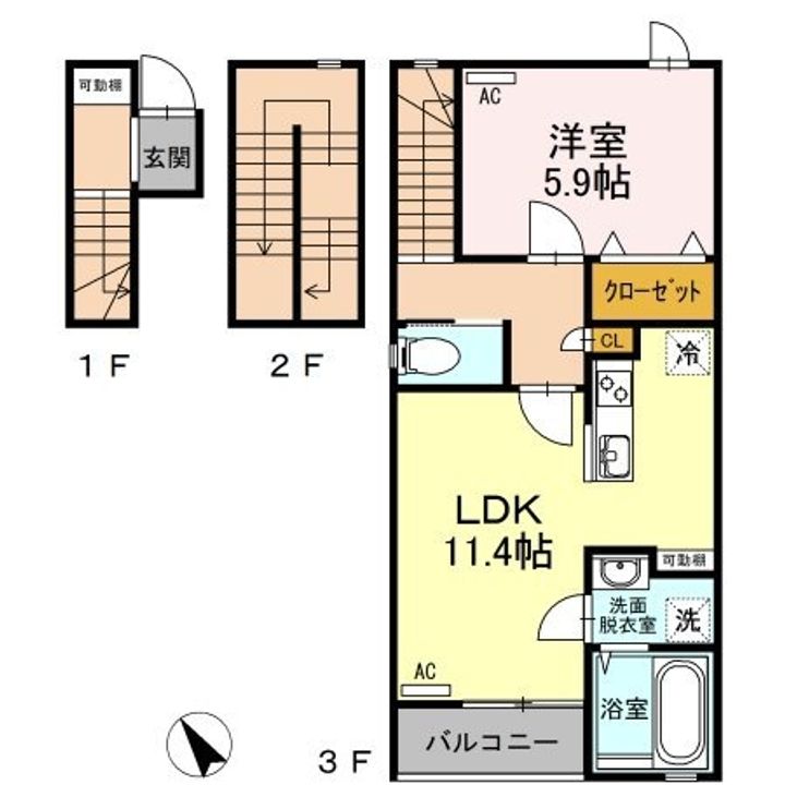 パインツリー B棟302の間取り