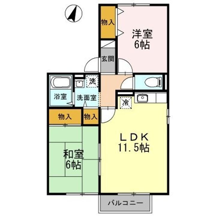 セジュール岡本 D棟201の間取り