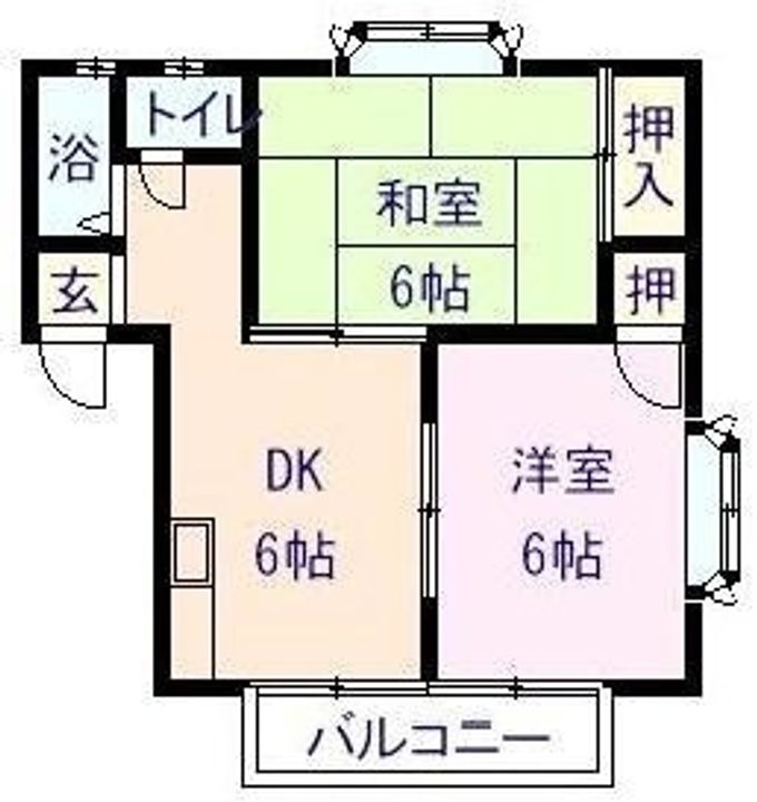 ローズキャッスルA棟202の間取り