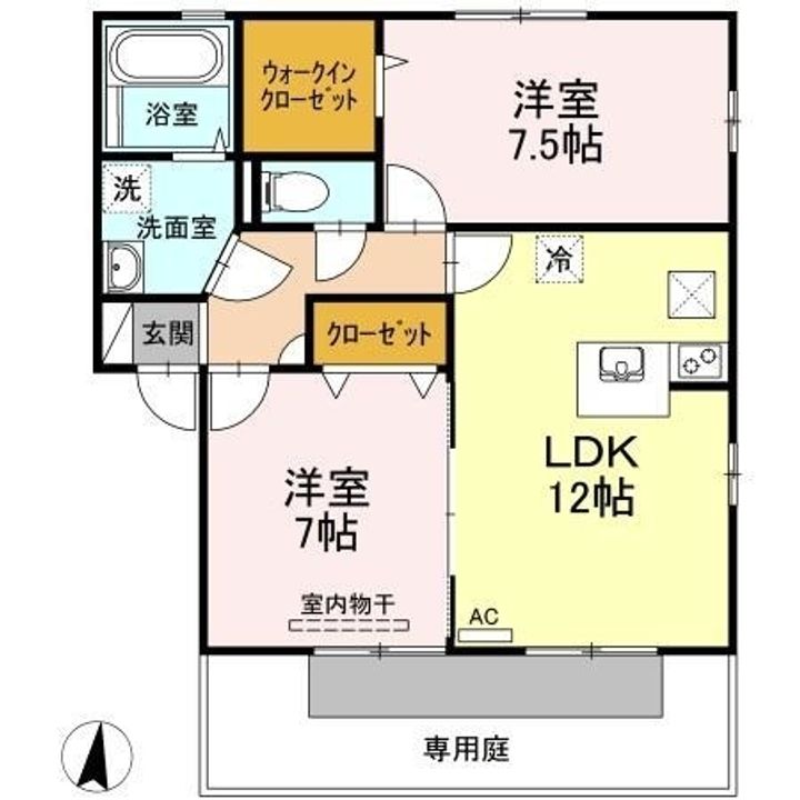 プロヴァンス土器東 B棟102の間取り