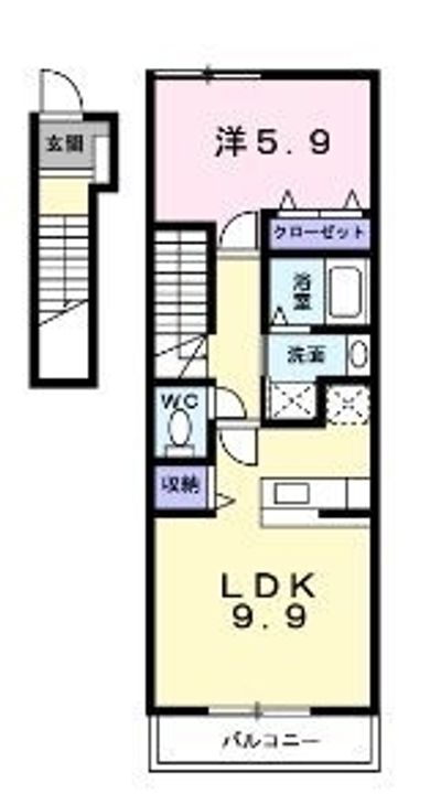 パレス ニュールミネD201の間取り