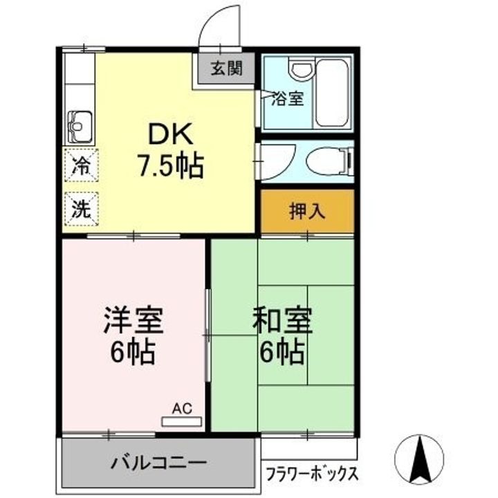 三宝ハイツ A棟202の間取り
