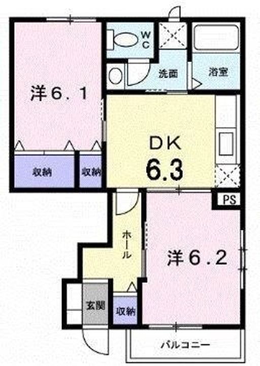リーヴメゾン北館D102の間取り