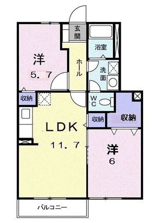 裕ハイツ Ⅱ102の間取り