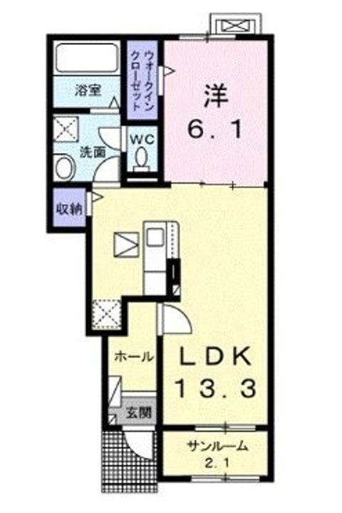 ベルエア木太A104の間取り