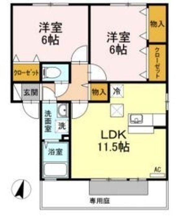 フォレストⅡ B棟102の間取り