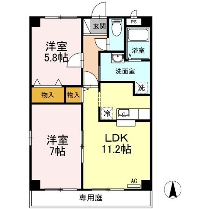 ウィルコート・伏石 C棟102の間取り