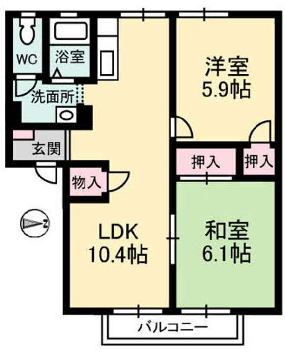 フレグランス飯山 C棟101の間取り