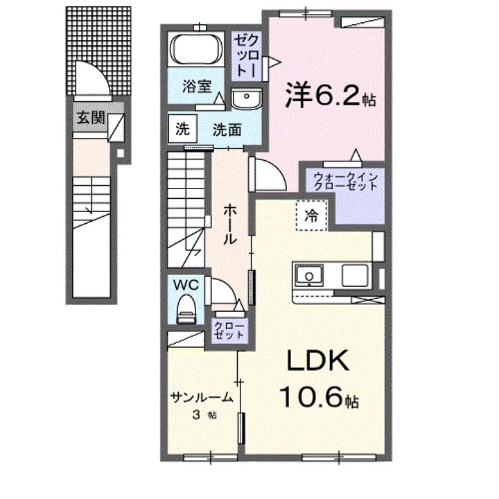JADA House滝宮A203の間取り