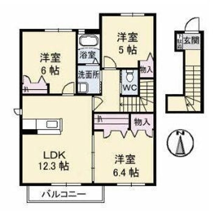 フロンティア綾川 B棟202の間取り
