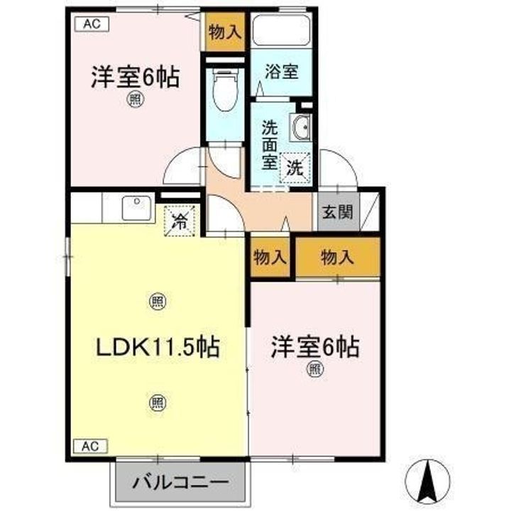 サンライズ21th C棟202の間取り