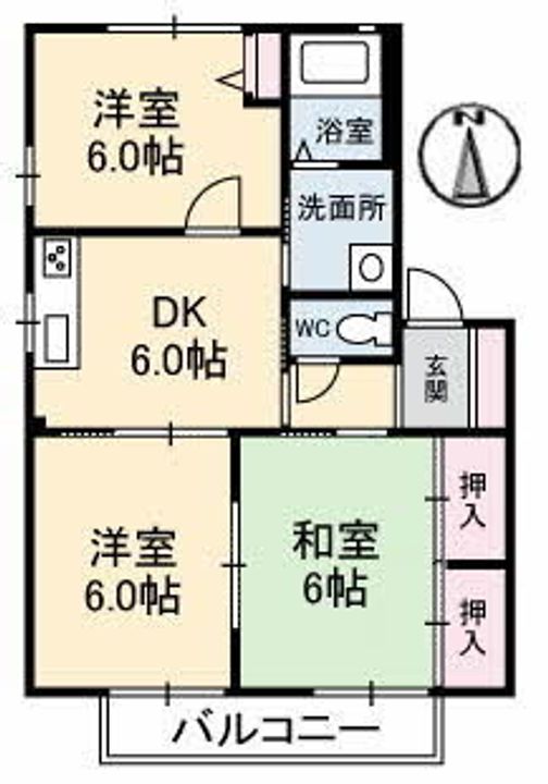 ディアス山手 B棟102の間取り