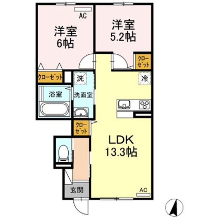 アロモントB棟0102の間取り