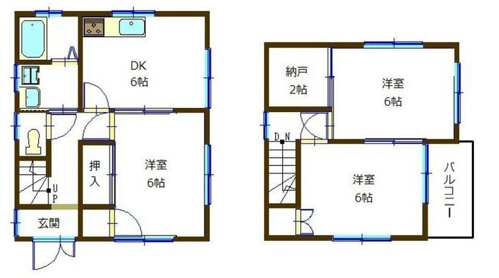 広島県福山市曙町2丁目2-15-4(一戸建)の賃貸物件4の間取り