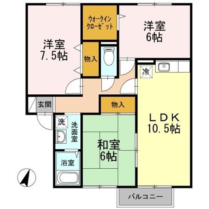 セジュール岡本 F棟202の間取り