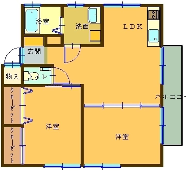 第2カネマルハイツ201の間取り