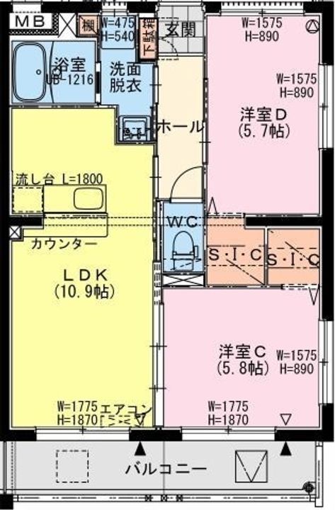 セブン・セブン都北205の間取り