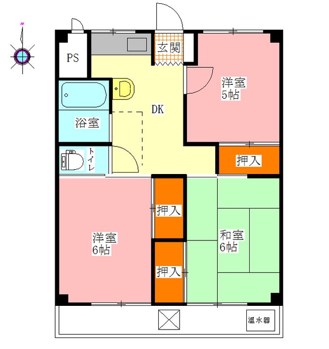北ノ浜マンション407の間取り