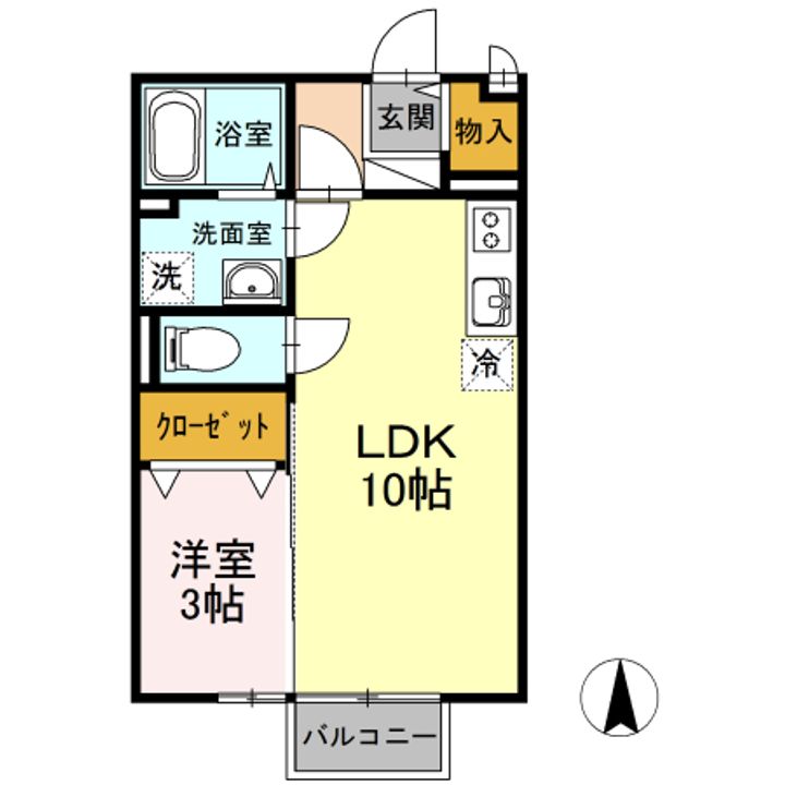 エストゥディオ A棟203の間取り