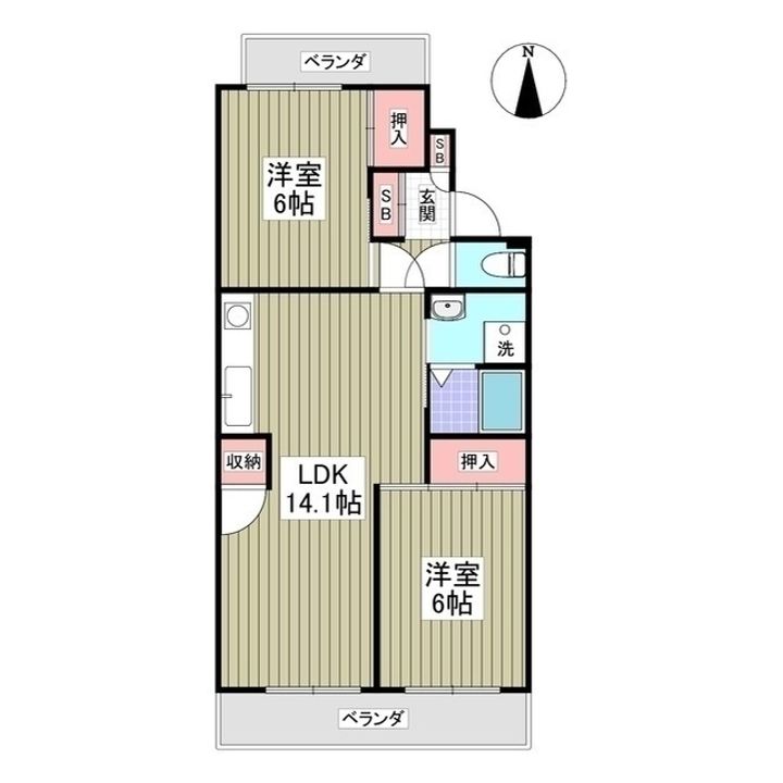 行田ハイツ2号棟406の間取り