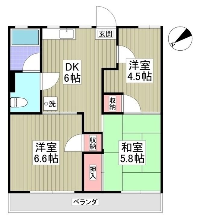 第二東新井ハイツ203の間取り