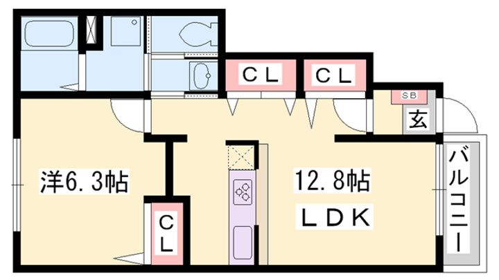 フローラ砥堀Bの間取り