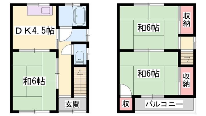 兵庫県姫路市鷹匠町(一戸建)の賃貸物件3の間取り