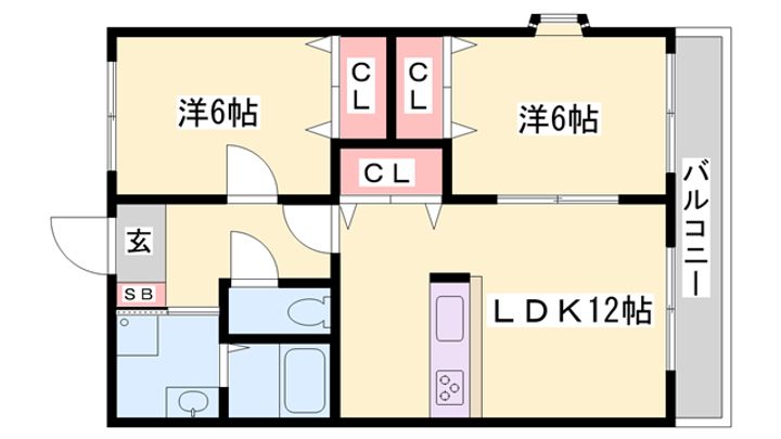 プレイン野里1-Hの間取り