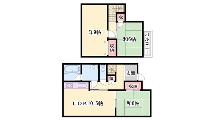 兵庫県姫路市御立東2(一戸建)の賃貸物件WESTの間取り