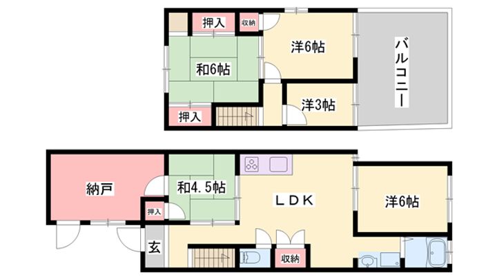 兵庫県姫路市城北新町1(一戸建)の賃貸物件1の間取り