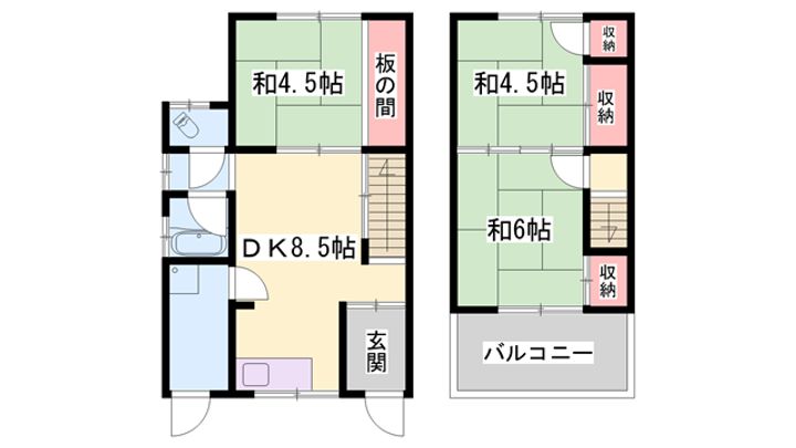 兵庫県姫路市土山2(一戸建)の賃貸物件Wの間取り