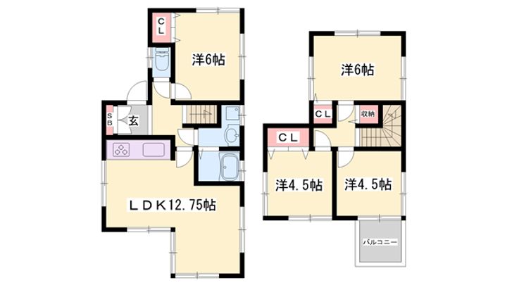 兵庫県姫路市城北新町2丁目(一戸建)の賃貸物件1の間取り
