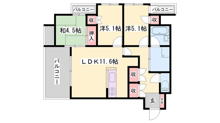 サンワプラザ大手前通の間取り