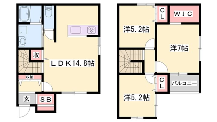 兵庫県姫路市飾磨区加茂(一戸建)の賃貸物件Aの間取り