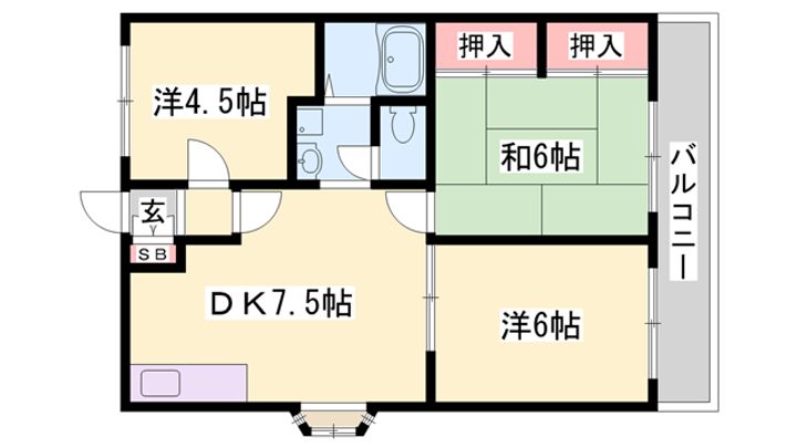 セラヴィB棟101の間取り