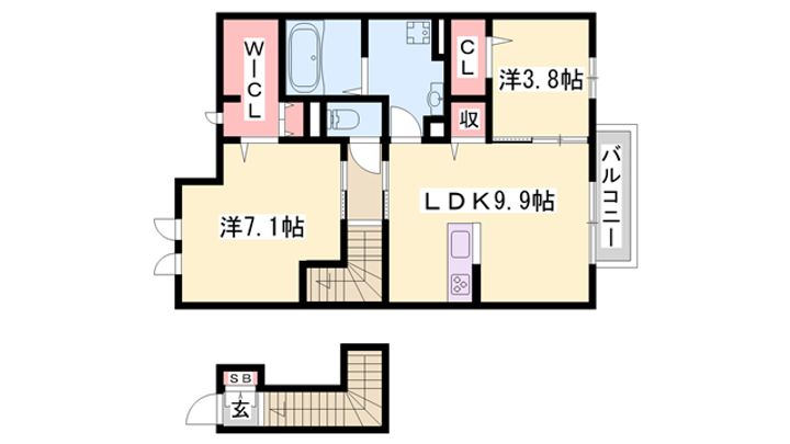 セントラルヴィレッジ泉 B棟の間取り