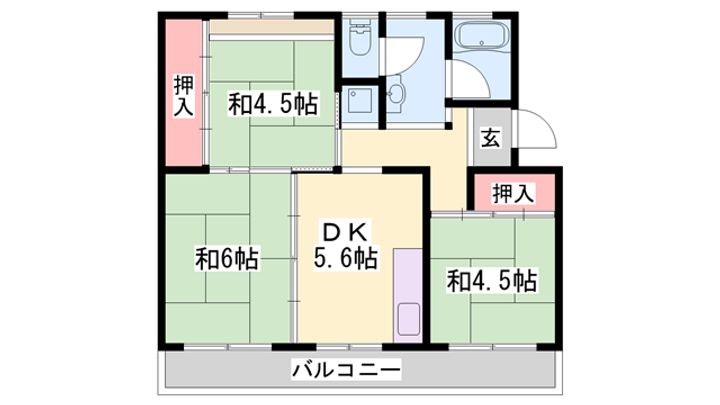 ビレッジハウス志染2-102の間取り