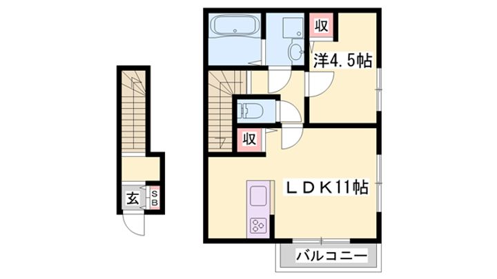 オーシャンコート北今宿B棟202の間取り
