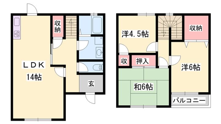 シャトー仏蘭西1-Cの間取り