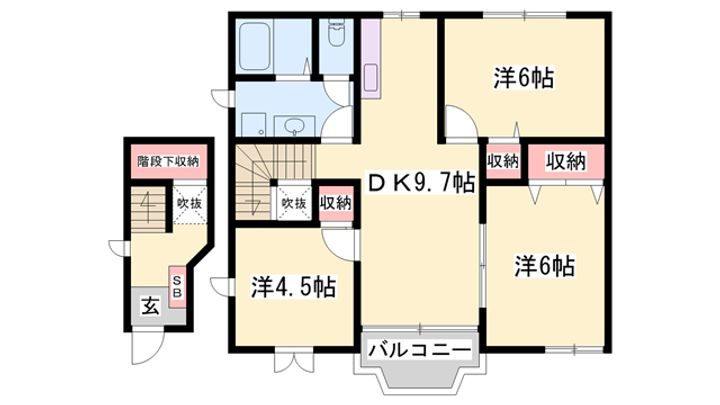 シャン・ドール生駒Bの間取り